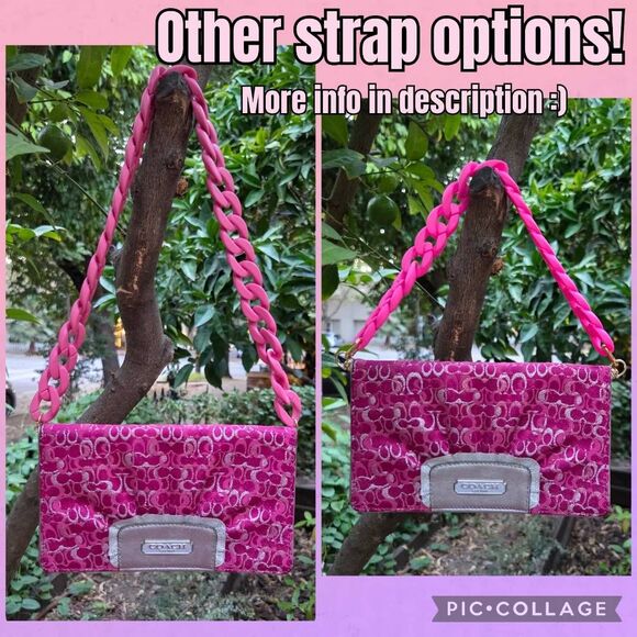 Coach Y2K Signature Optic Shimmer Raspberry Satin Luxor Eve Vintage Shoulder Bag - Picture 10 of 10